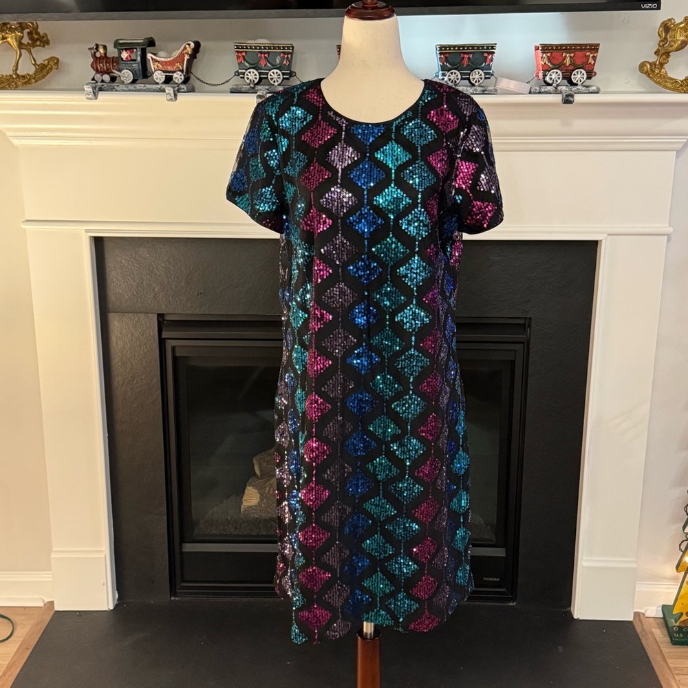 ✨ London Times Multicolor Sequin Shift Dress | US 10 ✨